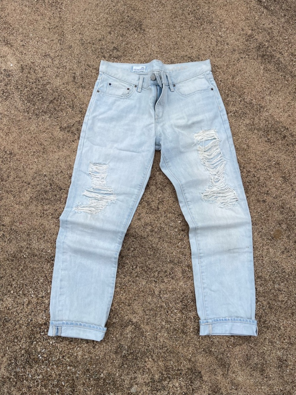 Light Wash Distressed GAP Boyfriend Jeans